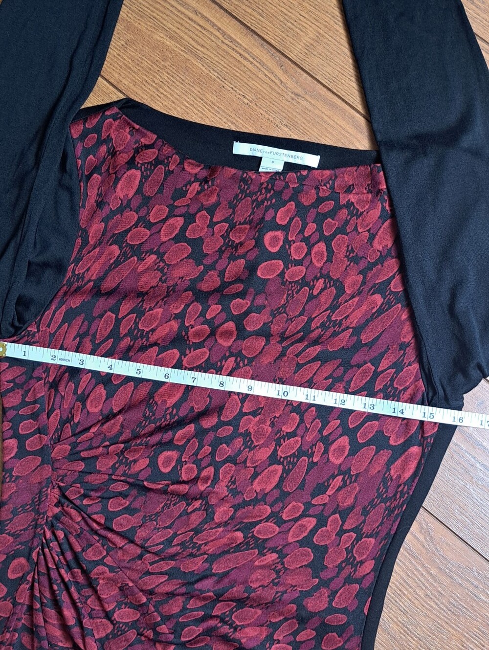 DVF Diane von Furstenberg Kirby Silk Blend Ruched Sheath Dress Sz 8 - Picture 5 of 12